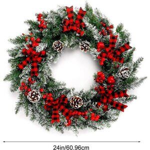24 Inch Pre-Lit Christmas Wreath with 50 LED Lights Mixed Christmas Decoration